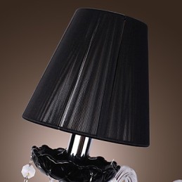 Aplique de pared de cristal con 2 luces y pantalla de tela
