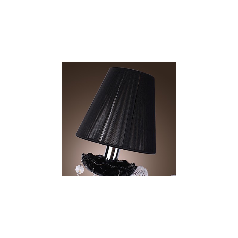 Aplique de pared de cristal con 2 luces y pantalla de tela