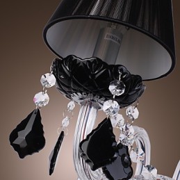 Aplique de pared de cristal con 2 luces y pantalla de tela