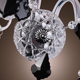 Aplique de pared de cristal con 2 luces y pantalla de tela
