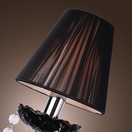 Aplique de pared de cristal con 2 luces y pantalla de tela