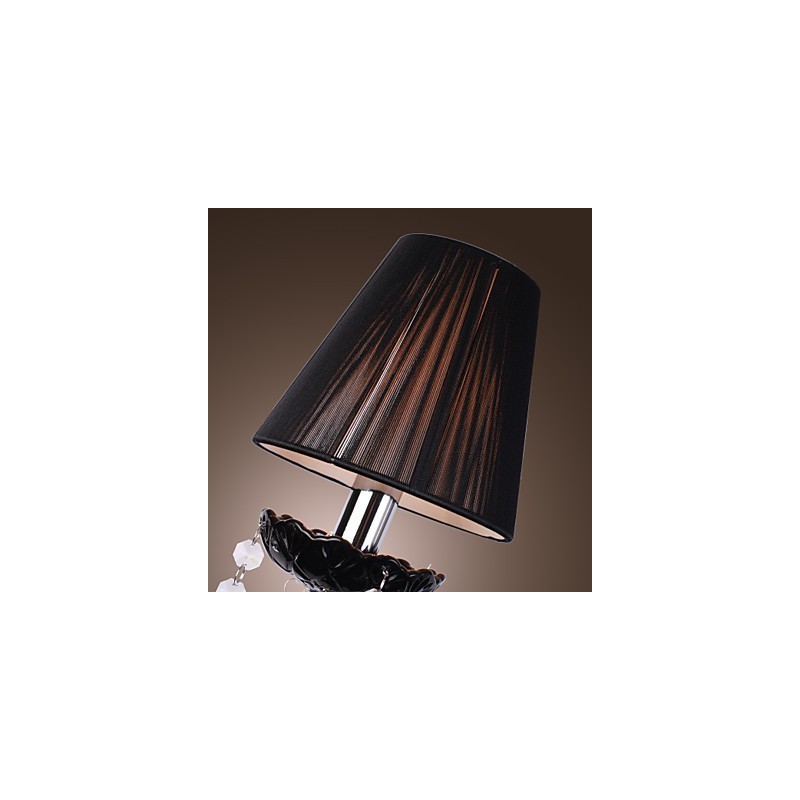 Aplique de pared de cristal con 2 luces y pantalla de tela