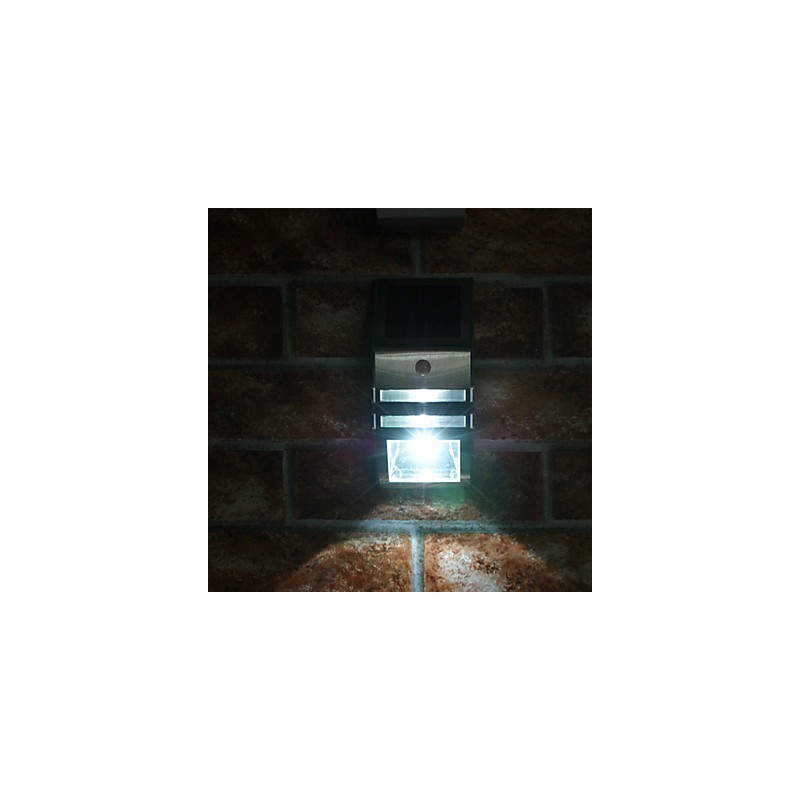 Lámpara solar de pared blanca con sensor de movimiento PIR