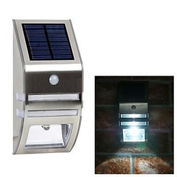 Lámpara solar de pared blanca con sensor de movimiento PIR