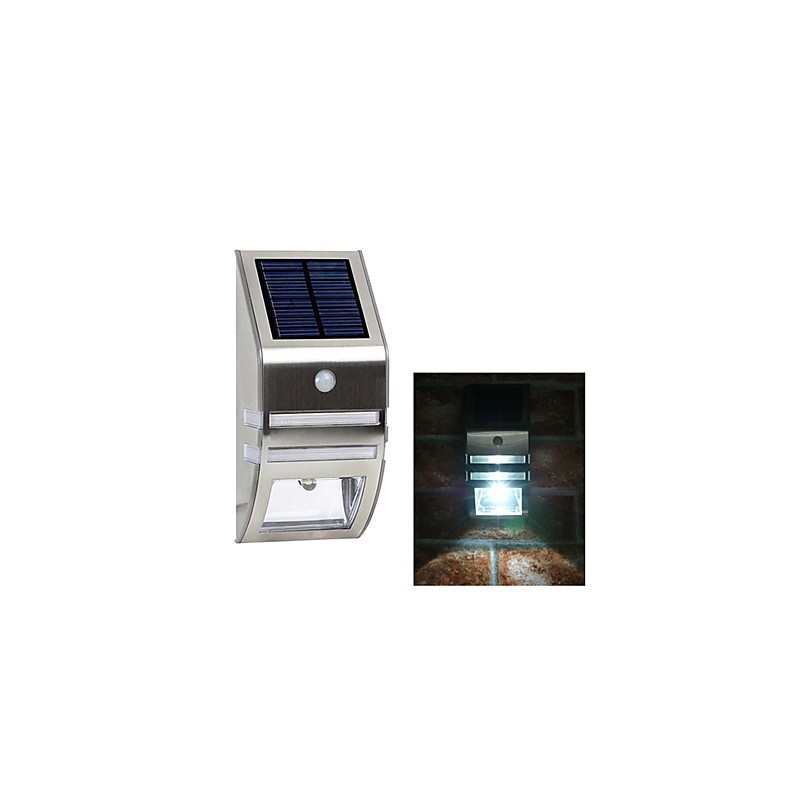 Lámpara solar de pared blanca con sensor de movimiento PIR