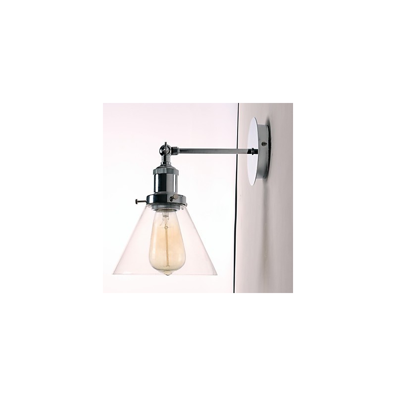 Lámpara de pared Art Déco con pantalla cónica de vidrio