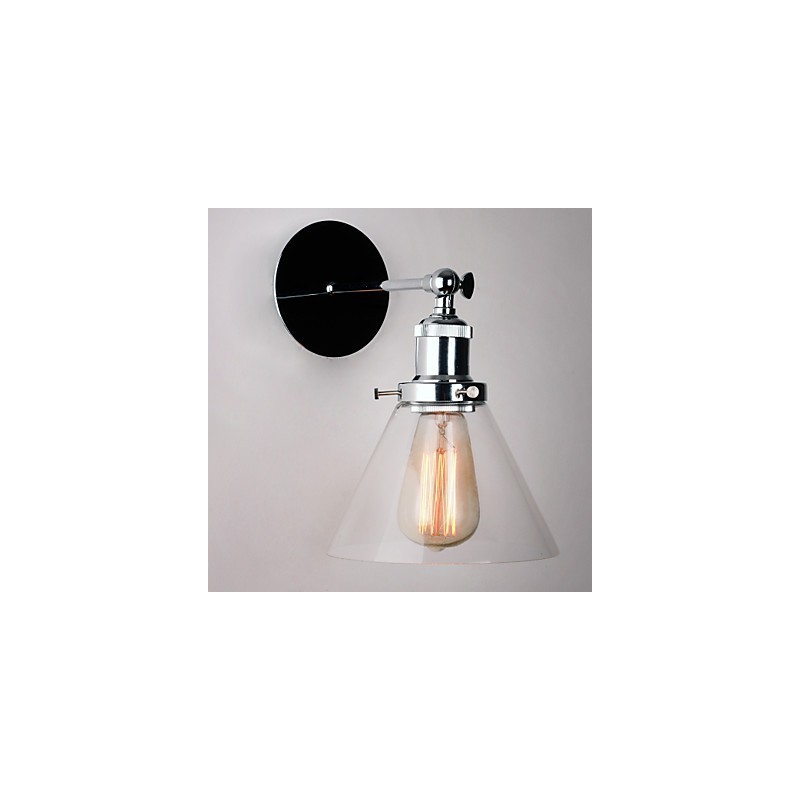 Lámpara de pared Art Déco con pantalla cónica de vidrio