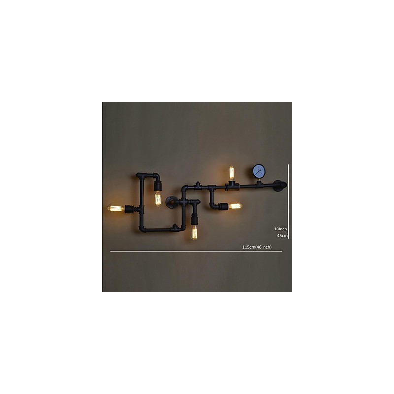 Apliques de pared de 5 luces, tubería de agua, hierro, estilo mini, estilo industrial, estilo campestre, metal.