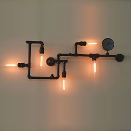 Apliques de pared de 5 luces, tubería de agua, hierro, estilo mini, estilo industrial, estilo campestre, metal.