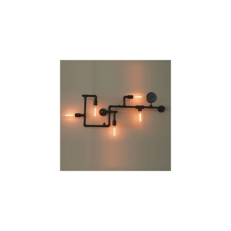 Apliques de pared de 5 luces, tubería de agua, hierro, estilo mini, estilo industrial, estilo campestre, metal.