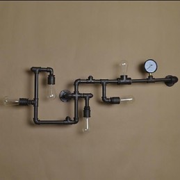 Apliques de pared de 5 luces, tubería de agua, hierro, estilo mini, estilo industrial, estilo campestre, metal.