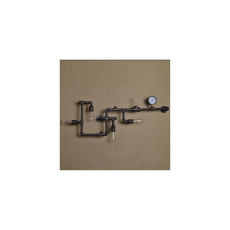 Apliques de pared de 5 luces, tubería de agua, hierro, estilo mini, estilo industrial, estilo campestre, metal.