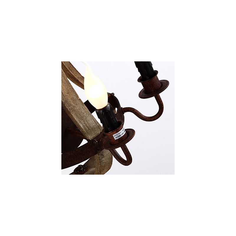 Lámpara de pared de madera rústica americana vintage con forma de barril de vino, ideal para sala de estar y dormitorio.