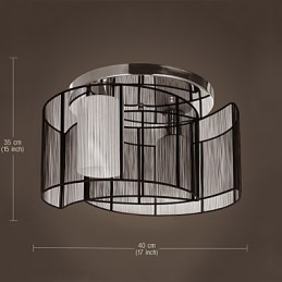 Lámpara de techo de diseño moderno, 2 luces, color negro