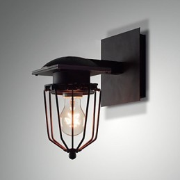 Lámparas de pared retro de hierro forjado, lámpara de pared antigua de un solo cabezal, lámpara de pared con reminiscencias de loft, lámpara de pared vintage de hierro americano con jaulas pequeñas.