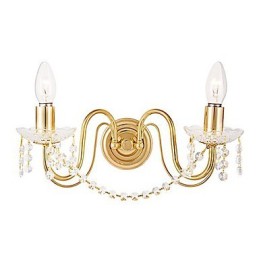 Aplique de pared de cristal dorado con 2 luces