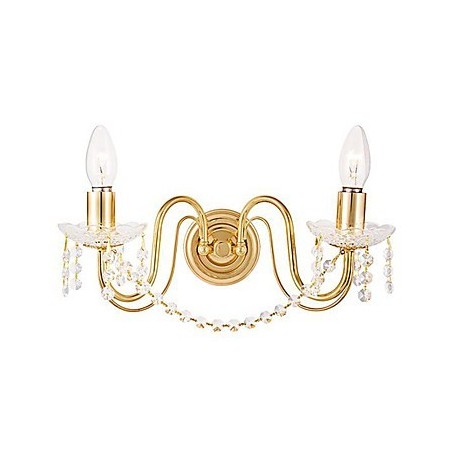 Aplique de pared de cristal dorado con 2 luces Aplique de pared de cristal dorado con 2 luces