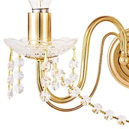 Aplique de pared de cristal dorado con 2 luces