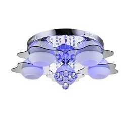 Lámpara de techo moderna empotrada con control remoto de 5 luces en azul y rojo