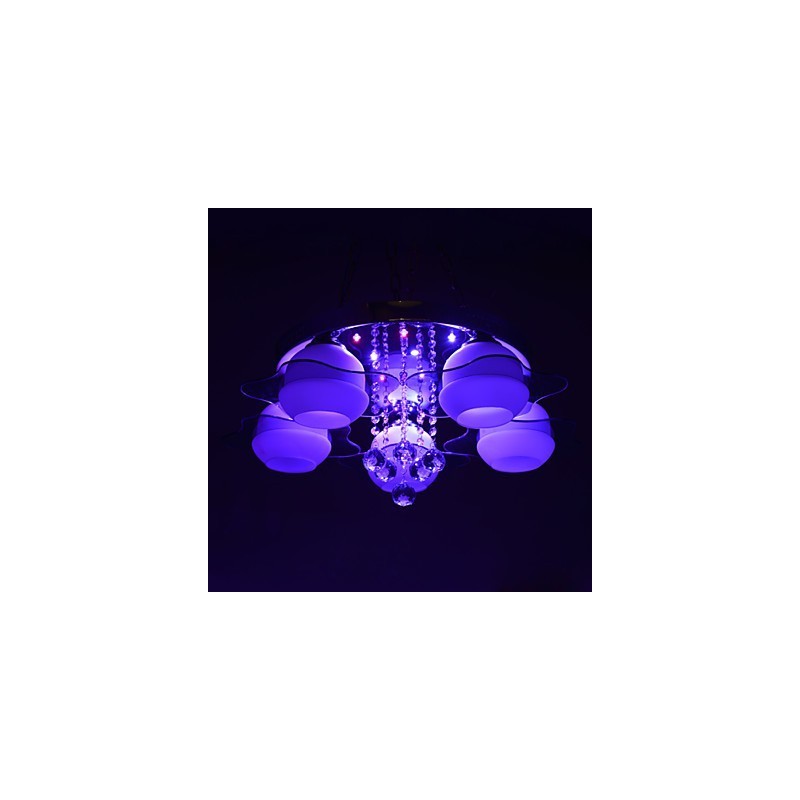 Lámpara de techo moderna empotrada con control remoto de 5 luces en azul y rojo