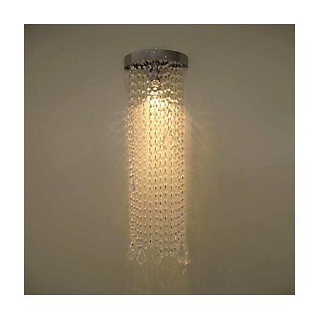 Aplique de pared MR16 de 50 W con acabado cromado y cadenas de cristal Aplique de pared MR16 de 50 W con acabado cromado y cadenas de cristal