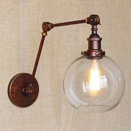 Apliques de pared Luces oscilantes Lámparas de pared de lectura Cristal Mini Estilo Rústico Lodge Metal
