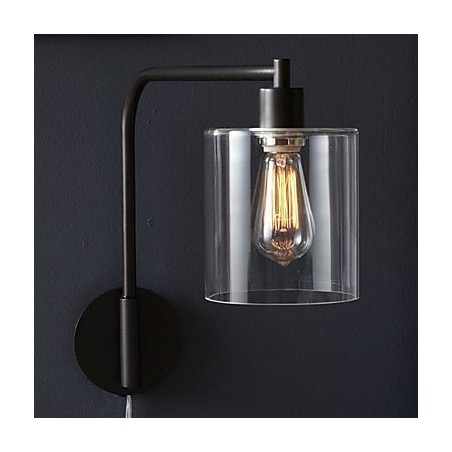 Lámpara de pared moderna con pantalla de tambor de cristal