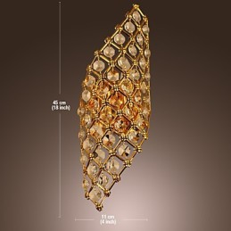 Aplique de pared de cristal artístico con 2 luces