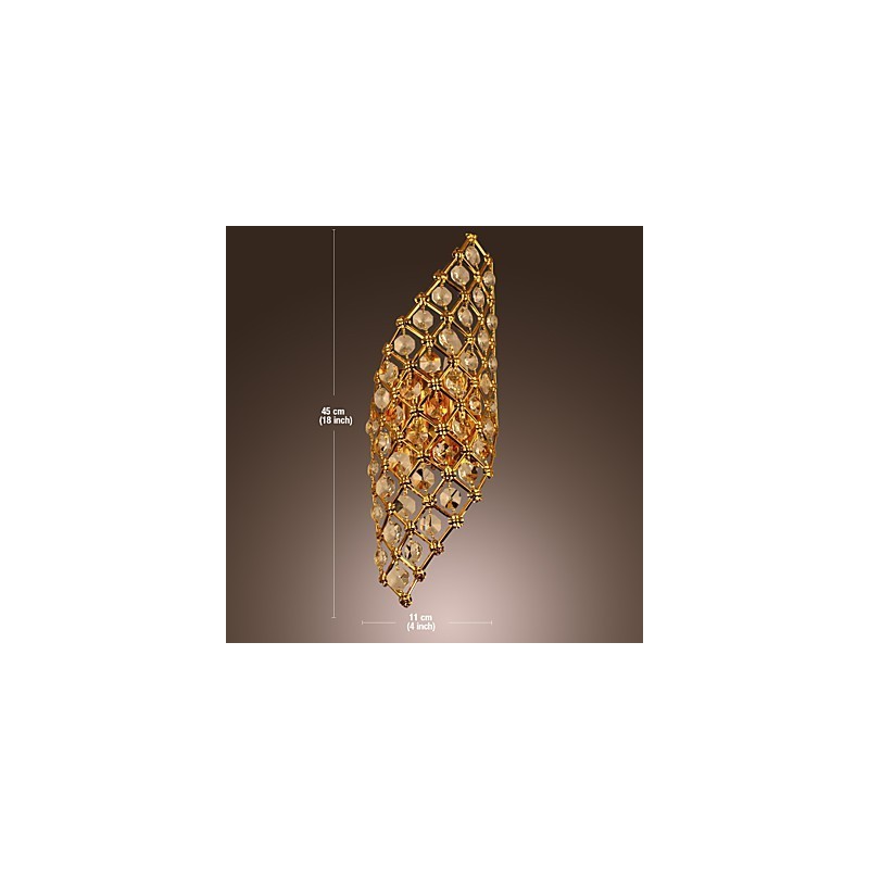 Aplique de pared de cristal artístico con 2 luces