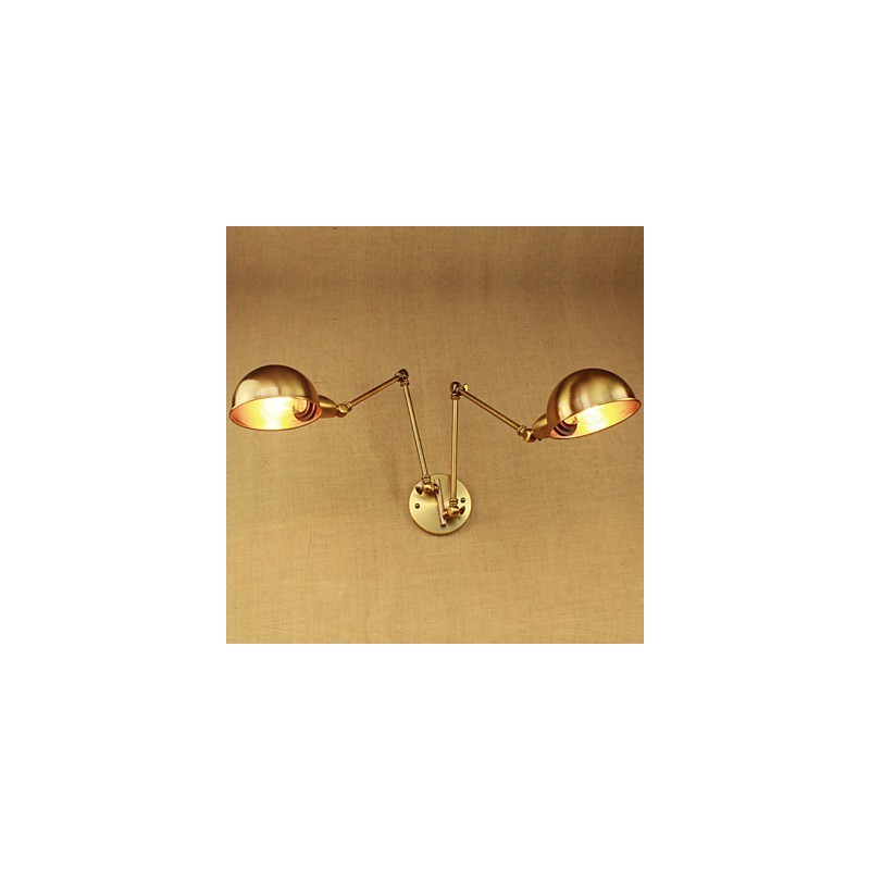 Lámpara de pared de hierro con brazo largo y luz cálida para sala de estar, estilo rural, moderno y nostálgico de bronce