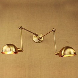 Lámpara de pared de hierro con brazo largo y luz cálida para sala de estar, estilo rural, moderno y nostálgico de bronce