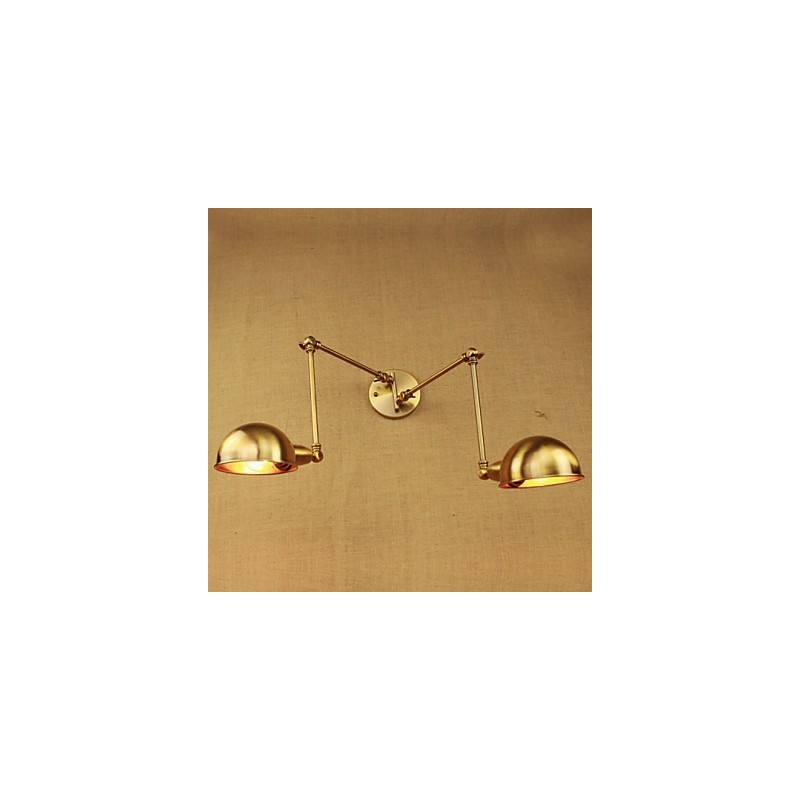 Lámpara de pared de hierro con brazo largo y luz cálida para sala de estar, estilo rural, moderno y nostálgico de bronce