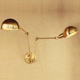 Lámpara de pared de hierro con brazo largo y luz cálida para sala de estar, estilo rural, moderno y nostálgico de bronce