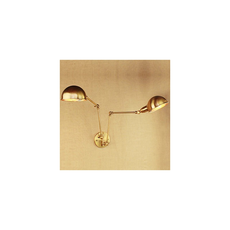Lámpara de pared de hierro con brazo largo y luz cálida para sala de estar, estilo rural, moderno y nostálgico de bronce
