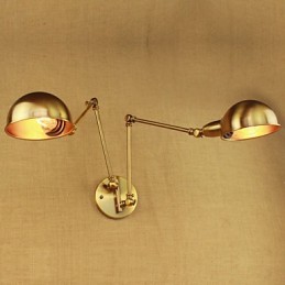 Lámpara de pared de hierro con brazo largo y luz cálida para sala de estar, estilo rural, moderno y nostálgico de bronce