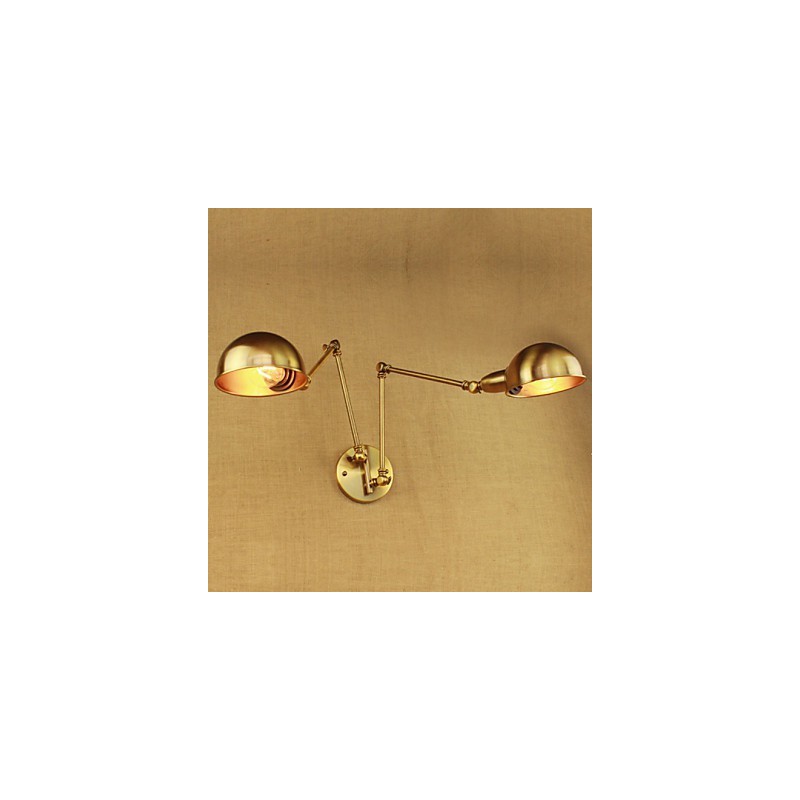 Lámpara de pared de hierro con brazo largo y luz cálida para sala de estar, estilo rural, moderno y nostálgico de bronce