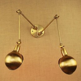 Lámpara de pared de hierro con brazo largo y luz cálida para sala de estar, estilo rural, moderno y nostálgico de bronce