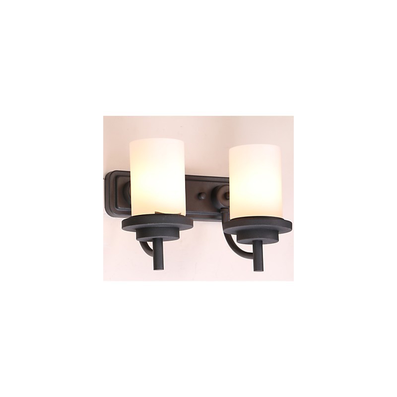 2 * Aplique de pared de estilo clásico de hierro retro con proceso de pintura y vidrio esmerilado