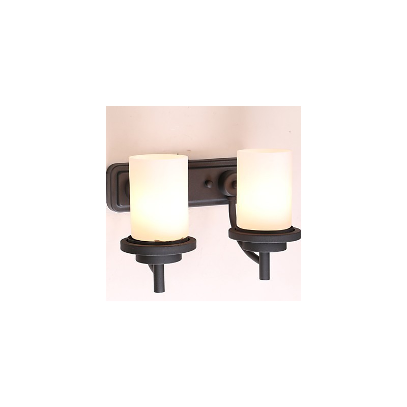 2 * Aplique de pared de estilo clásico de hierro retro con proceso de pintura y vidrio esmerilado