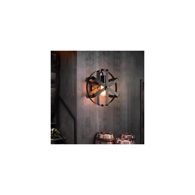 Nuevo aplique de pared redondo industrial de estilo vintage para balcón, loft, entrada, pasillo, dormitorio, lámpara de pared