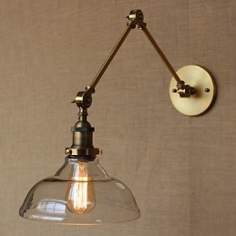 Lámpara de diseño estilo LOFT, moderna lámpara de pared decorativa de café de vidrio y bronce.