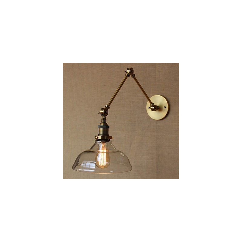 Lámpara de diseño estilo LOFT, moderna lámpara de pared decorativa de café de vidrio y bronce.