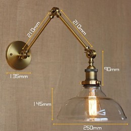 Lámpara de diseño estilo LOFT, moderna lámpara de pared decorativa de café de vidrio y bronce.
