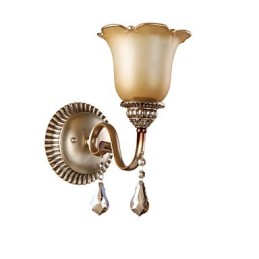 Lámpara de pared de cristal para dormitorio, estilo europeo, de hierro forjado, que restaura formas antiguas.