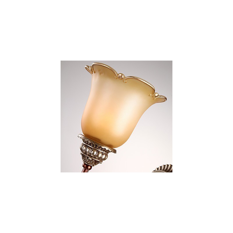 Lámpara de pared de cristal para dormitorio, estilo europeo, de hierro forjado, que restaura formas antiguas.