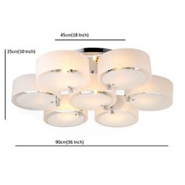 Lámpara de techo moderna contemporánea de 7 luces de metal con montaje empotrado