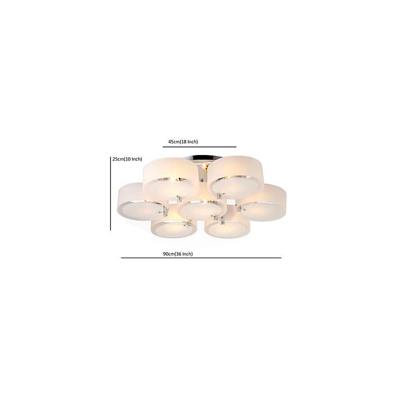 Lámpara de techo moderna contemporánea de 7 luces de metal con montaje empotrado