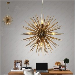 Lámpara de araña de 10 luces de línea creativa de cobre de imitación retro