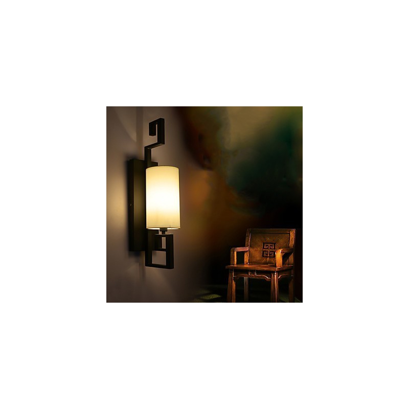 Lámpara antigua de estilo americano moderno para sala de estar, dormitorio, hotel, lámpara de pared de tela blanca.