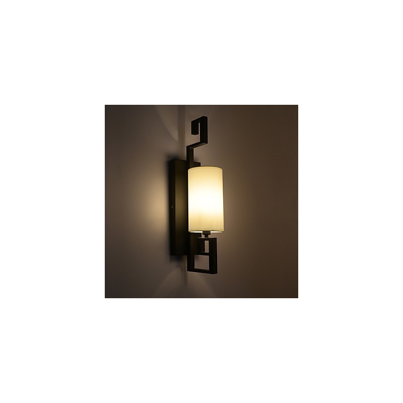 Lámpara antigua de estilo americano moderno para sala de estar, dormitorio, hotel, lámpara de pared de tela blanca.